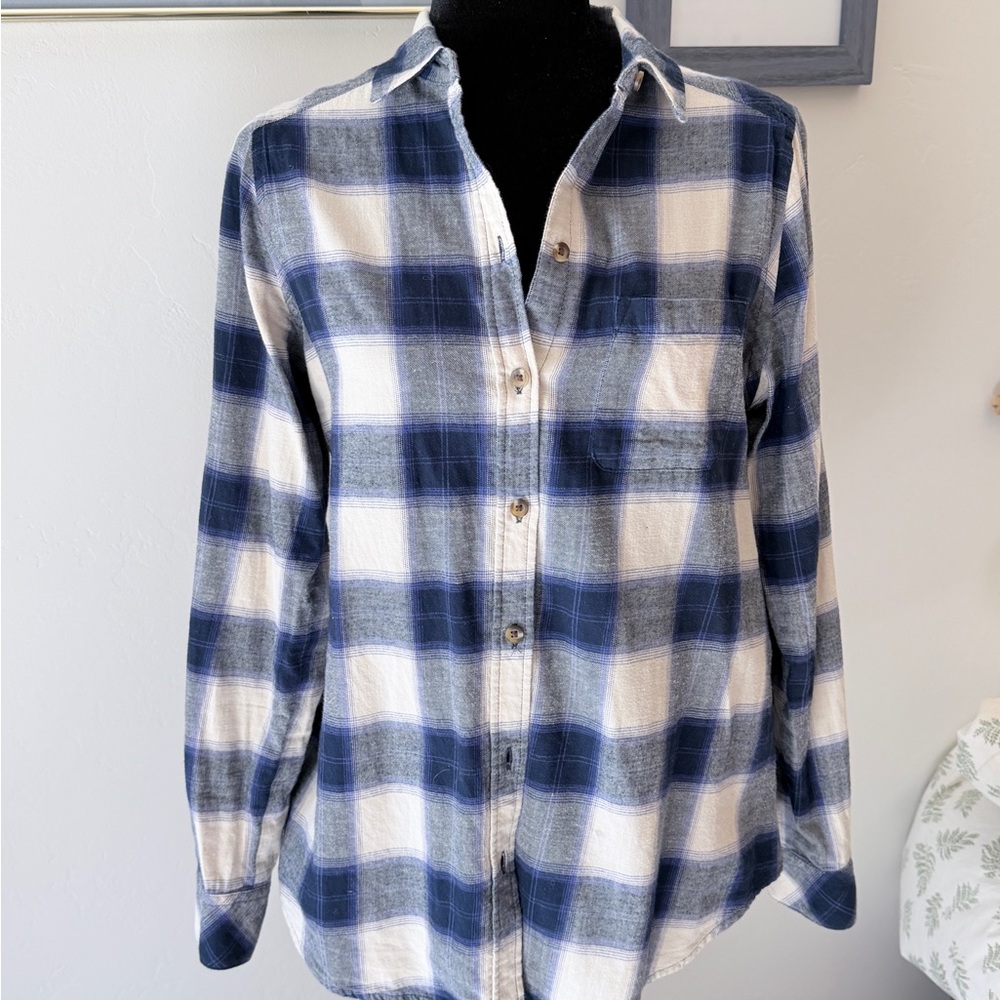 Sonoma Navy and Cream Plaid Shirt